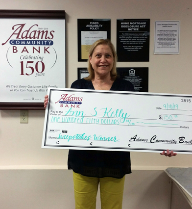 Congratulations to Ann K. on becoming our August Anniversary Sweepstakes winner! She stopped by the Lanesboro office to collect her winnings and posed for a quick photo.